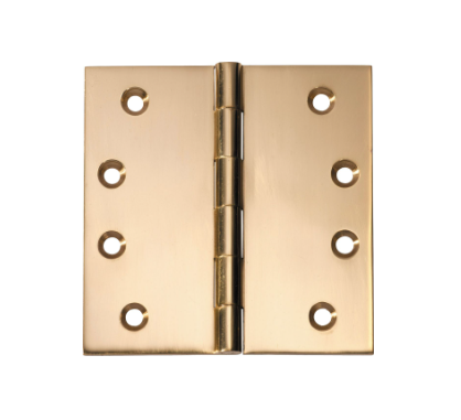 Fixed Pin Hinge – H100xW100mm - Unlacquered Polished Brass