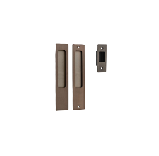 Rectangular Sliding Door Pull Passage Kit - Signature Brass