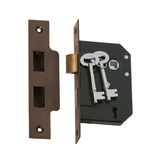3 Lever Mortice Lock – Backset 44mm - Antique Brass