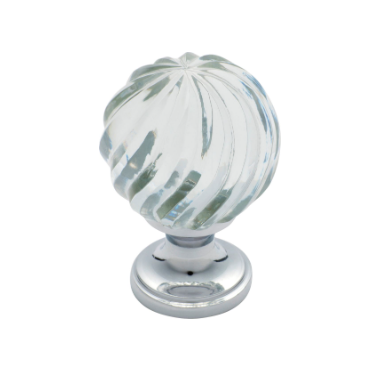 Fluted Swirl Glass Cupboard Knob