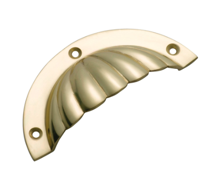 Fluted Drawer Pull - 90x40mm - Polished Brass