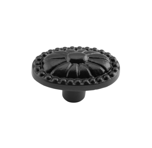 Ornate Iron Cupboard Knob - Matt Black