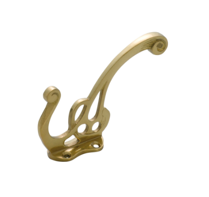 Nouveau Hat & Coat Hooks - Polished Brass