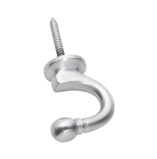 Standard Curtain Tie Back Hooks - Satin Chrome