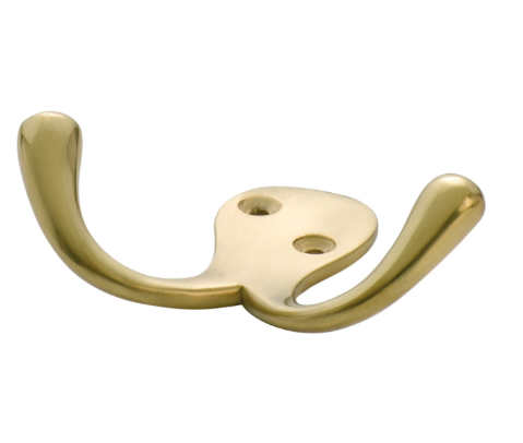 Double Robe Hooks - Polished Brass
