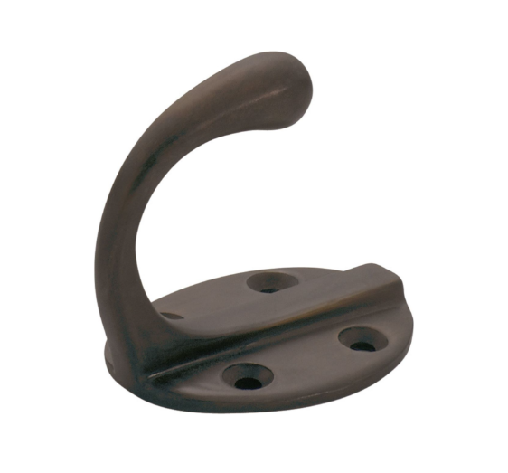 Single Robe Hooks – Oval Backplate - Antique Brass
