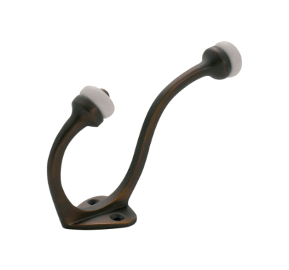 Porcelain Tip Hat & Coat Hooks - Antique Brass