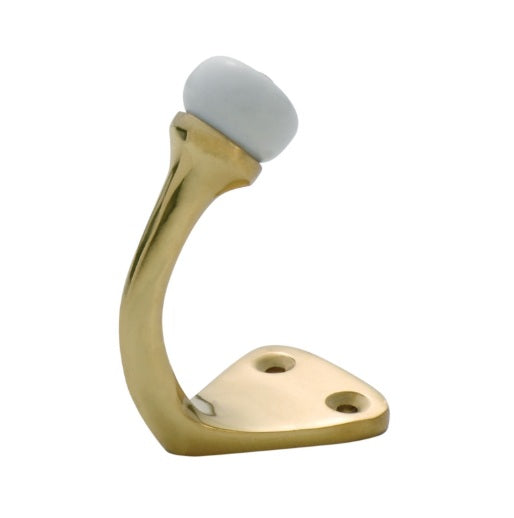 Porcelain Tip Robe Hooks - Polished Brass