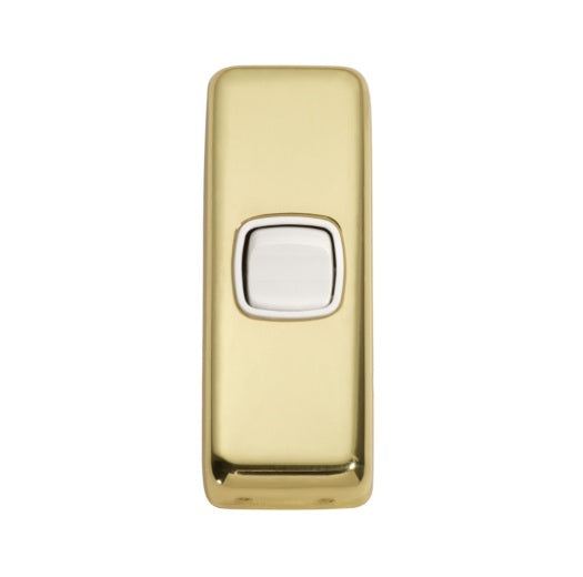 1 Gang Flat Plate Rocker Switches – W30mm - Polished Brass