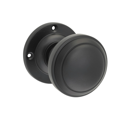Tradco Milton 6453 Milton Knob – Round Rose in a sleek Matt Black finish, Rose Round Backplate.
