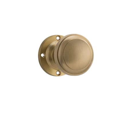 Tradco Milton 6649 Milton Knob – Round Rose in a sleek Satin Brass finish, Rose Round Backplate.
