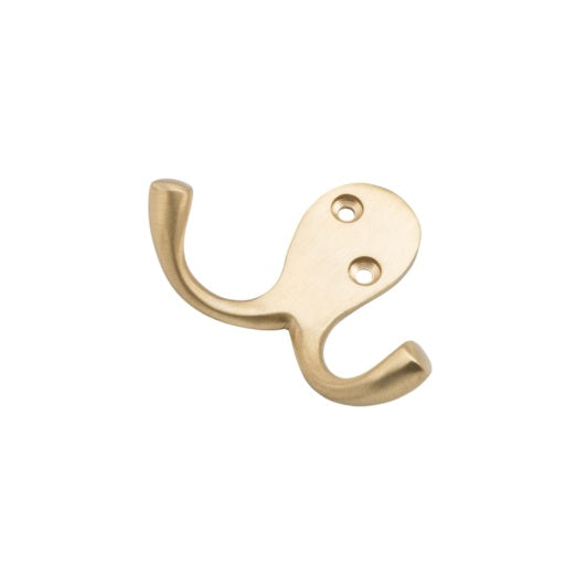 Double Robe Hooks - Satin Brass