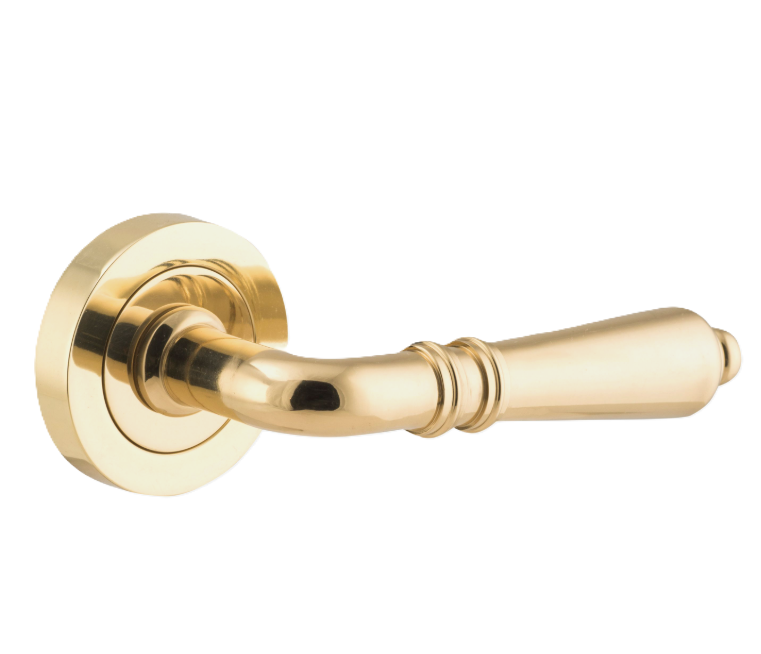 Sarlat Lever - Round Rose - Polished Brass