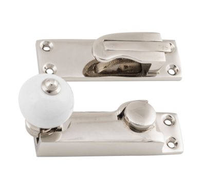 Porcelain Ball Sash Fastener - Polished Nickel