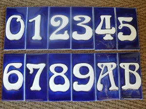 French Style Blue and White Numbers - 1 - Original Vintage Salvage Tile
