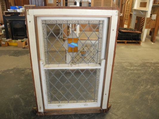 Double Hung Tudor Style Leadlight Window - Original Vintage Salvage Window