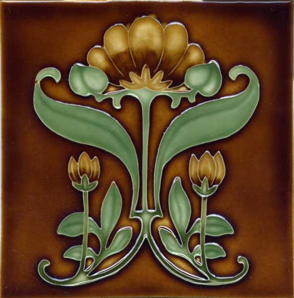 Brown Background, Light Green Amber Flower