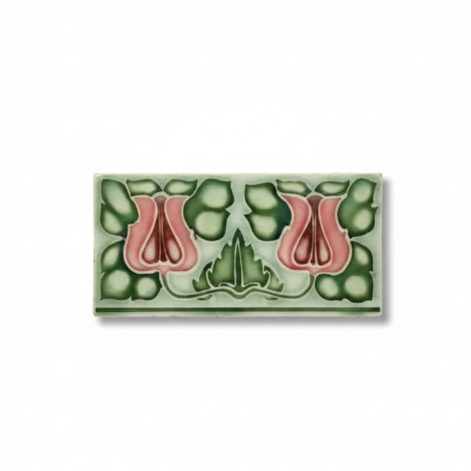 2 Pink Flowers, Green Background