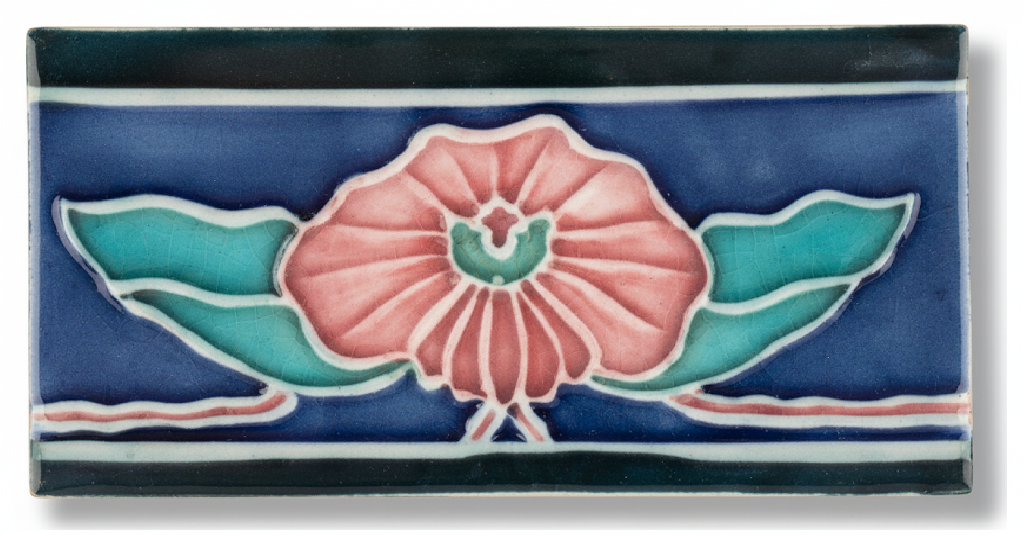 Pink Flower, Blue/Black Border