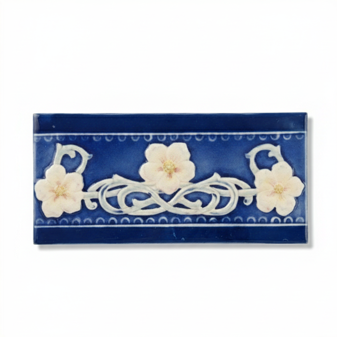 3 Yellow Flowers, Blue Border