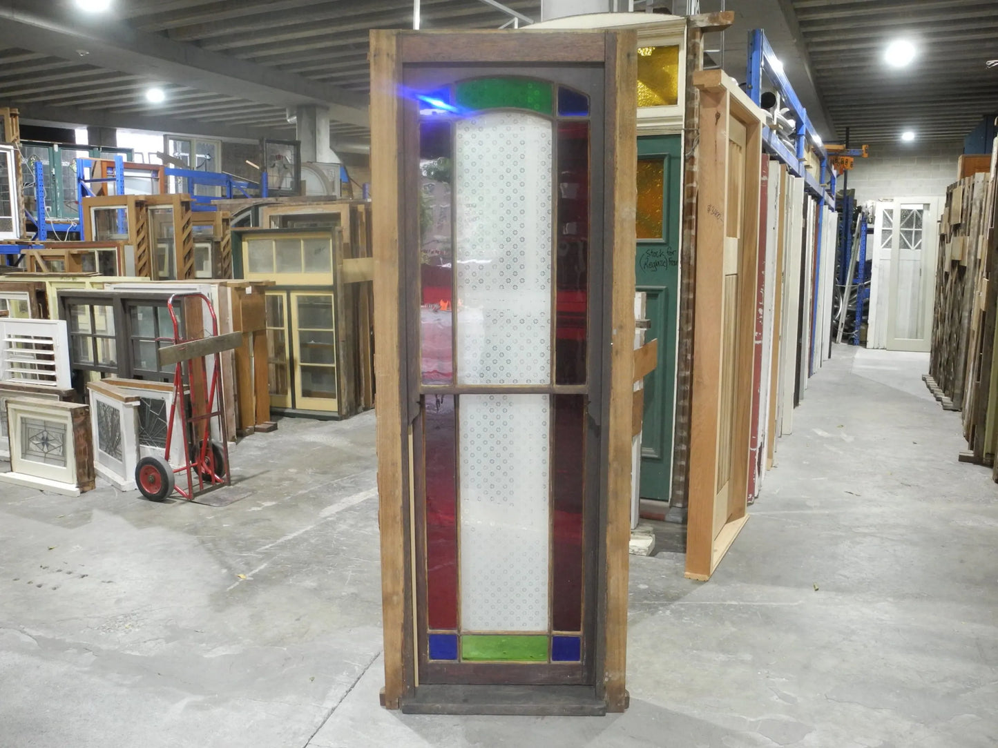 Double Hung Victorian Window with Etched and Flashed Glass