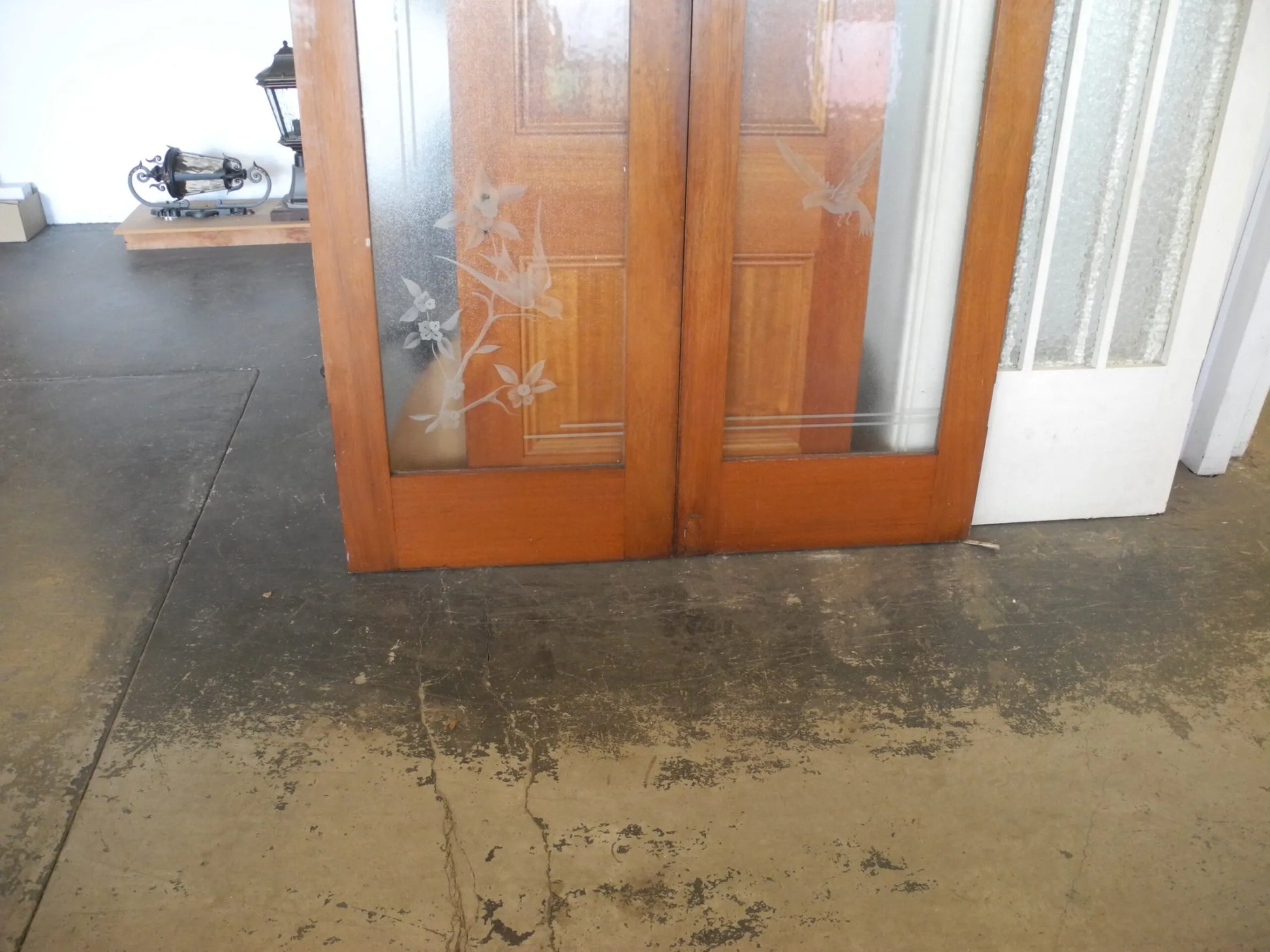 Original 1950s Internal Etched French Doors - Second Hand Vintage French Door Sydney