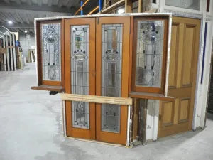 Original Edwardian Leadlight French Doors with Leadlight - Second Hand Vintage Salvage Sydney