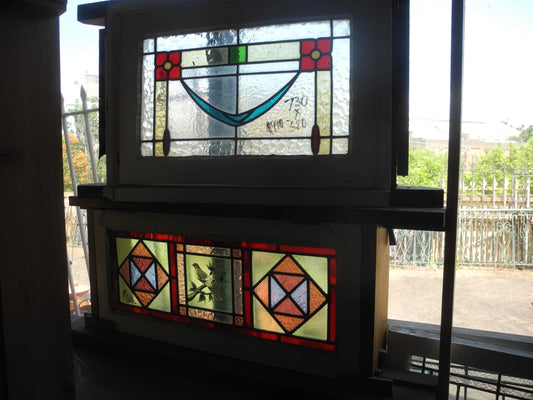 Hopper Leadlight Window - Original Vintage Salvage Window