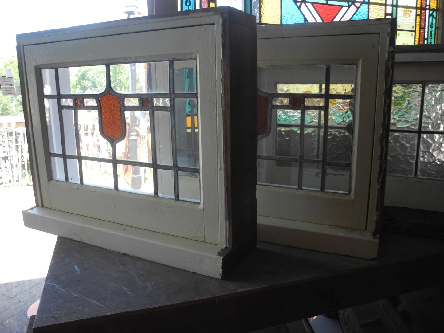 Pair Hopper Leadlight Windows