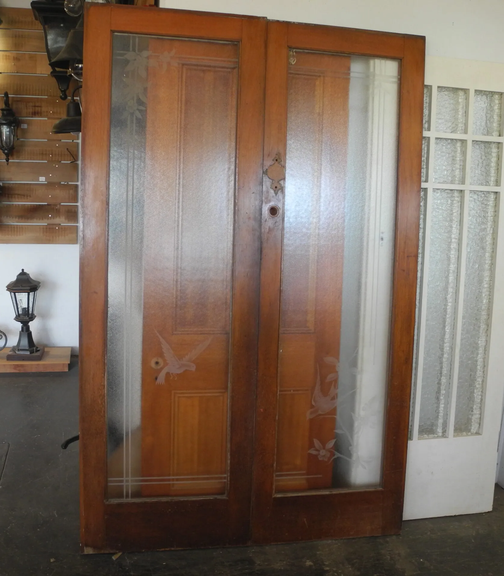 Original 1950s Internal Etched French Doors - Second Hand Vintage French Door Sydney