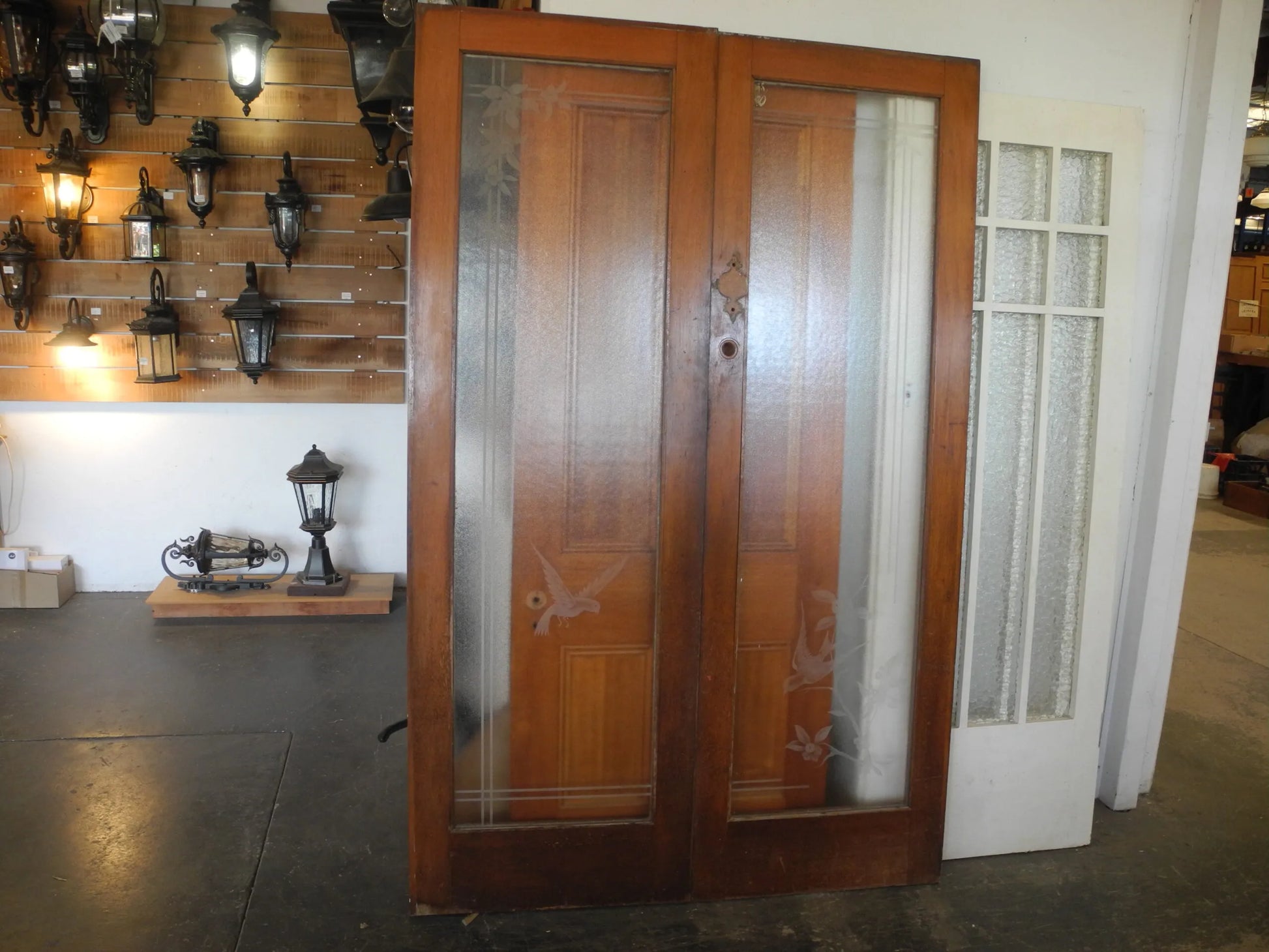 Original 1950s Internal Etched French Doors - Second Hand Vintage French Door Sydney