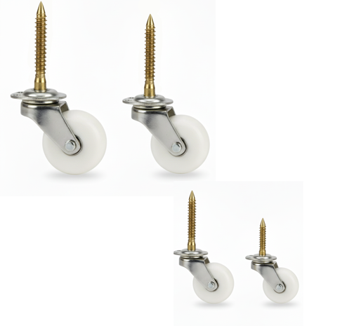 Screw Castors - White Ceramic Wheel - Original Vintage Salvage Tile