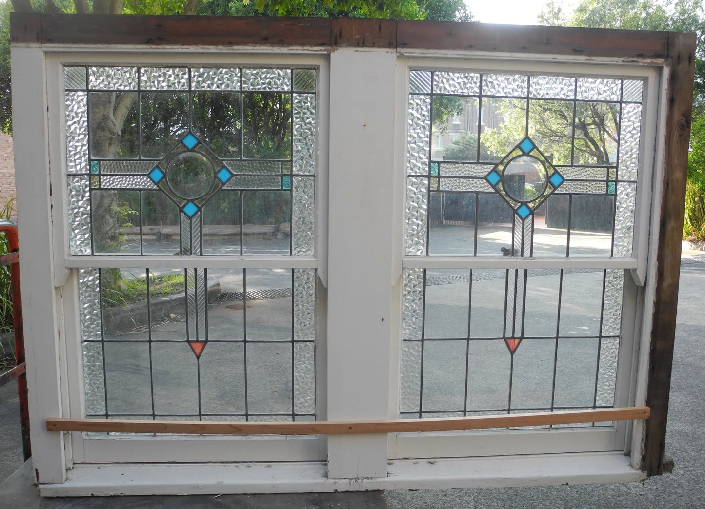 Set of 1920s Double Double Hung Leadlight Windows