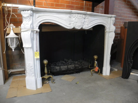 003 Restored French Carrara Marble Mantle
