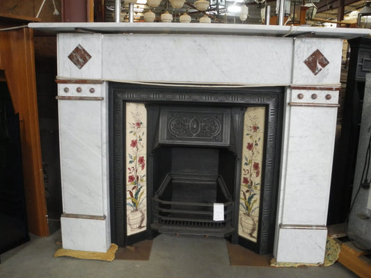 005 Restored Carrara Mantle with Rouge Dots and Diamonds
