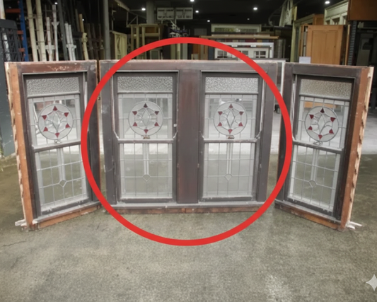 Set of 3 Double Hung Leadlight Windows