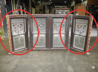 Set of 3 Double Hung Leadlight Windows