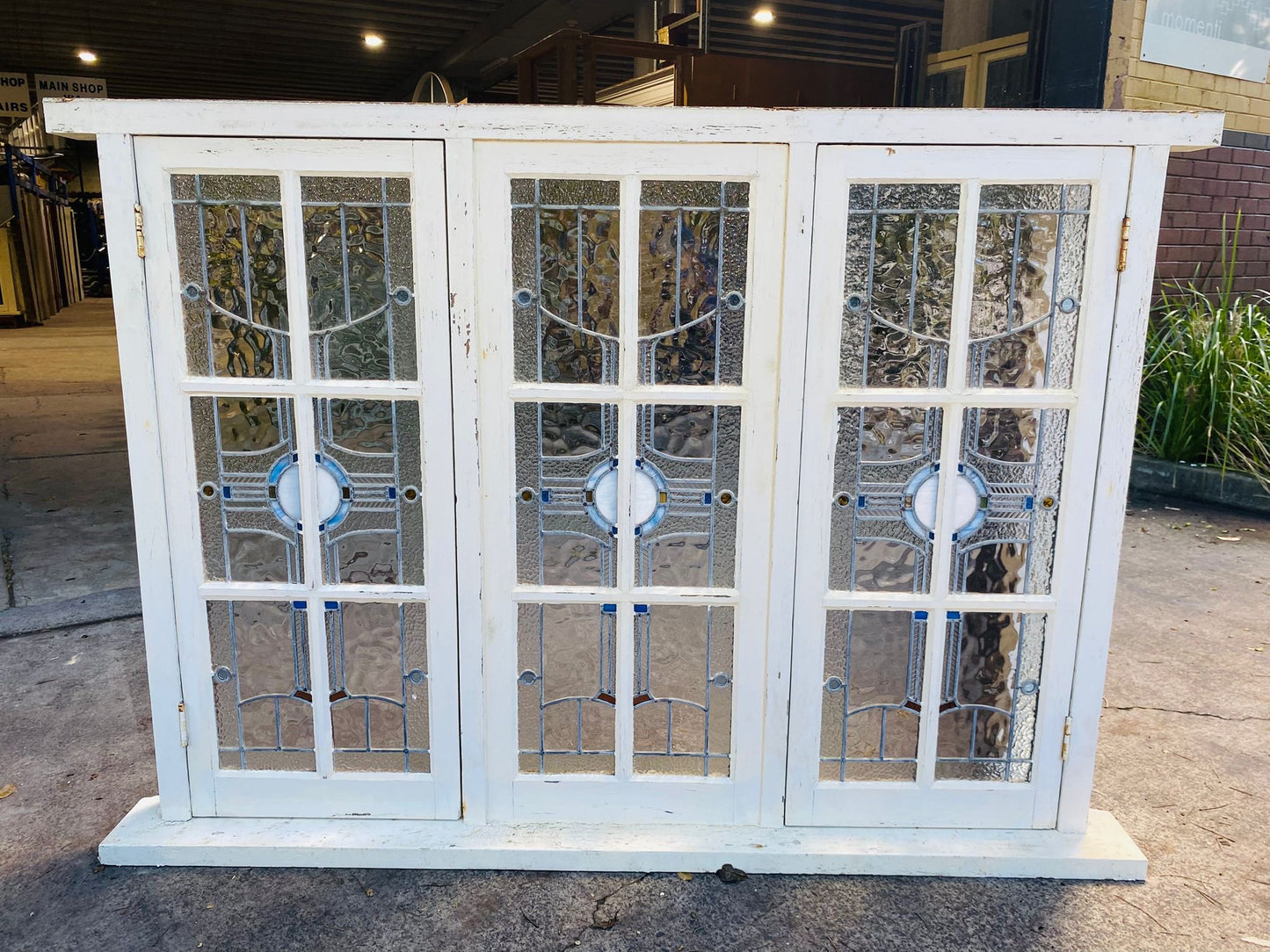 Pair of Triple Casement Leadlight Windows with Colonial Style Glazing Bars