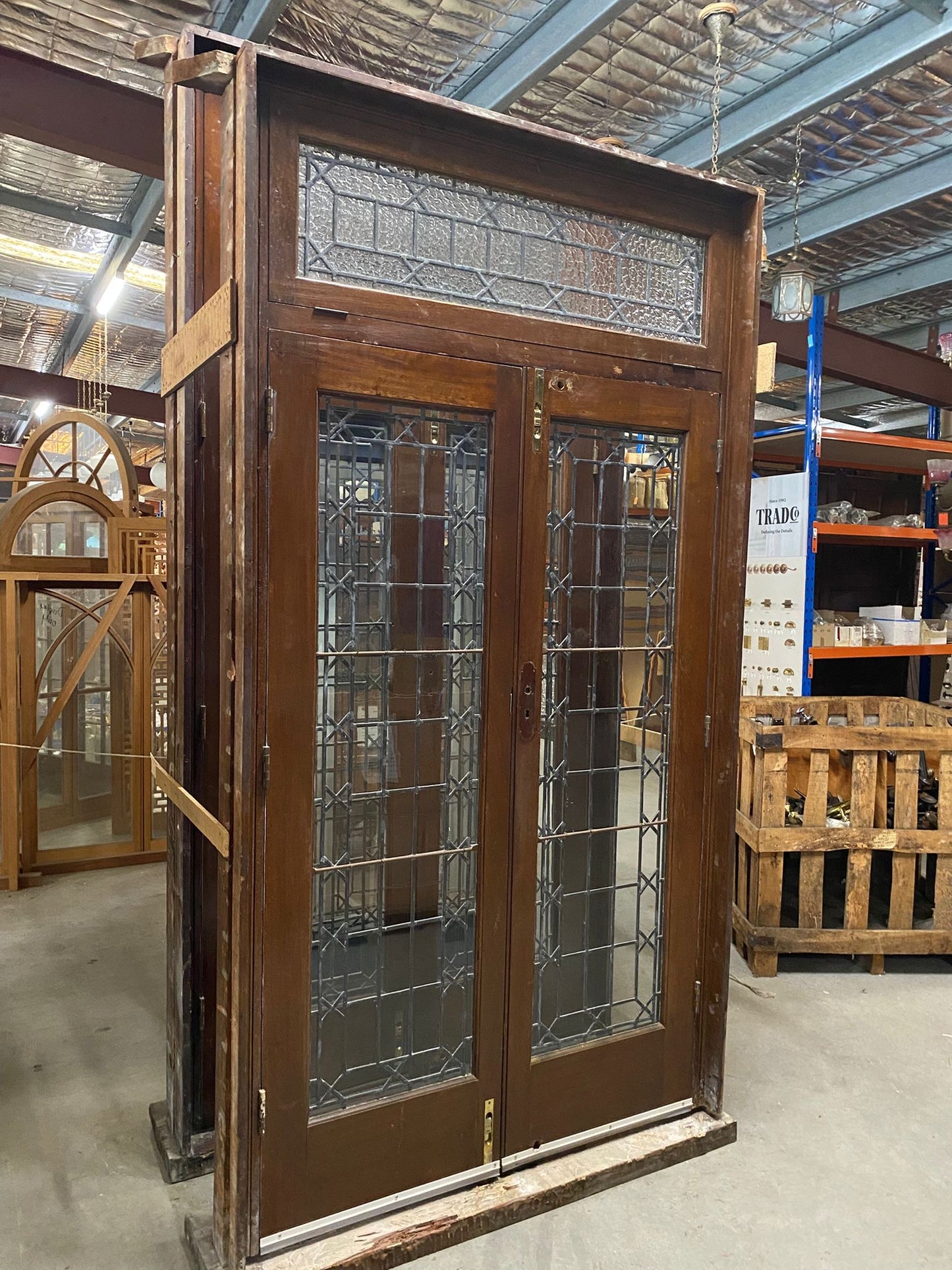 1920s Leadlight French Door Frame Set