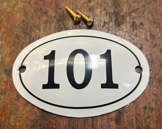 Classic Oval Enamel House Numbers (Aluminium) - 101