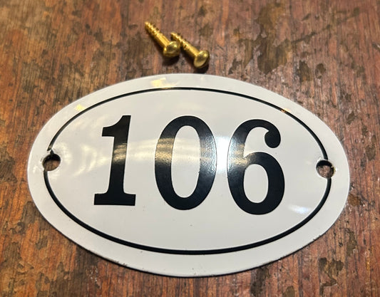 Classic Oval Enamel House Numbers (Aluminium) - 106