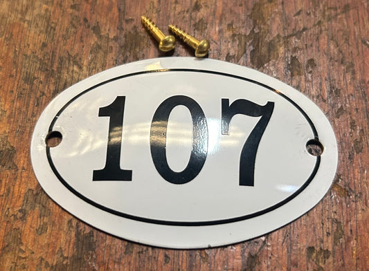 Classic Oval Enamel House Numbers (Aluminium) - 107