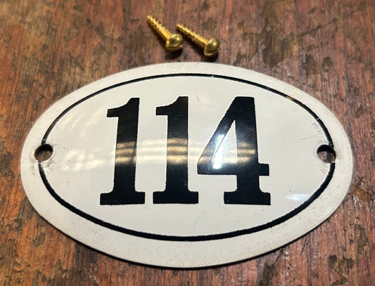 Classic Oval Enamel House Numbers (Aluminium) - 114