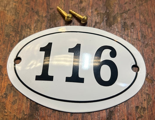 Classic Oval Enamel House Numbers (Aluminium) - 116