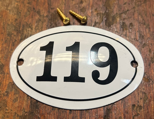Classic Oval Enamel House Numbers (Aluminium) - 119