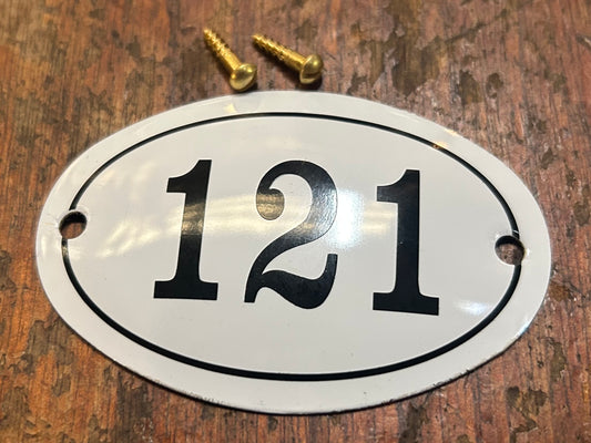 Classic Oval Enamel House Numbers (Aluminium) - 121
