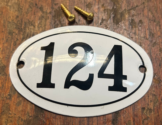 Classic Oval Enamel House Numbers (Aluminium) - 124