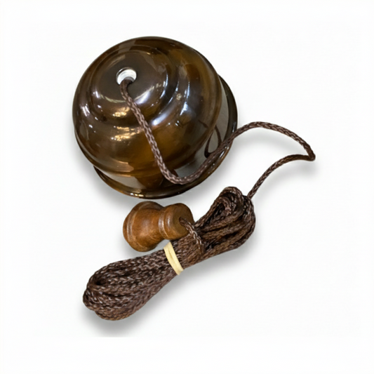 Bronze Ceiling Pull Cord Switch with Brown Cord