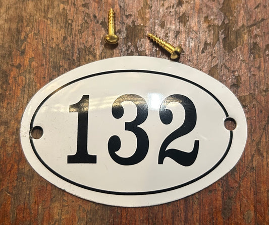 Classic Oval Enamel House Numbers (Aluminium) - 132