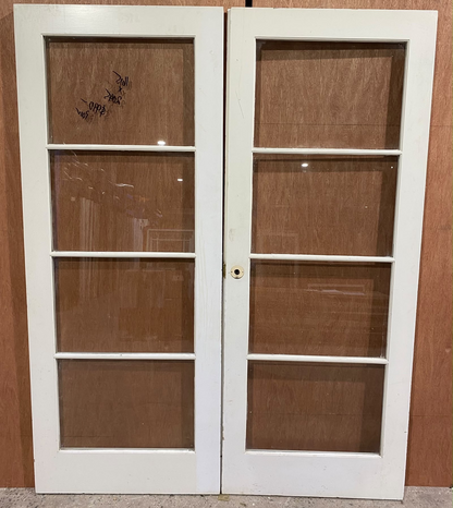 Pair of Western Red Cedar French Doors with horizontal glazing bars
